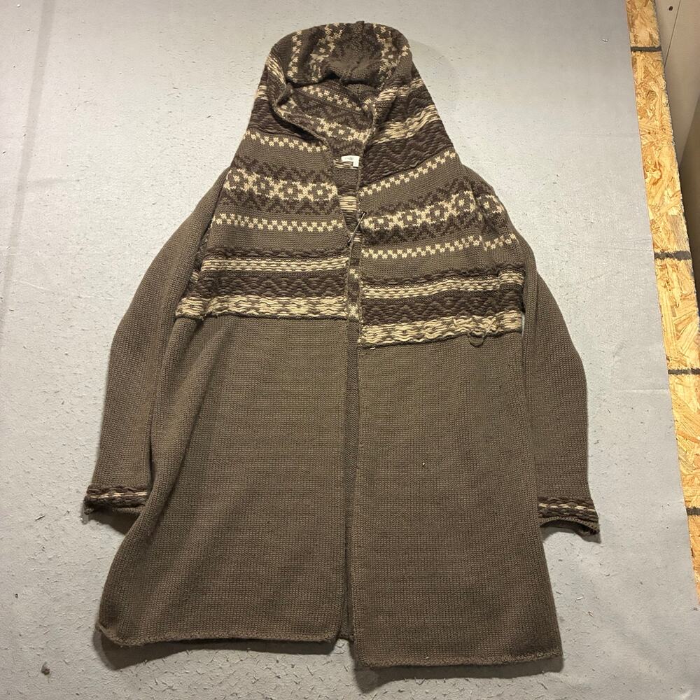 Vince Cashmere Alpaca Tunic Sweater Womens Large Gray Fair Isle Cottage